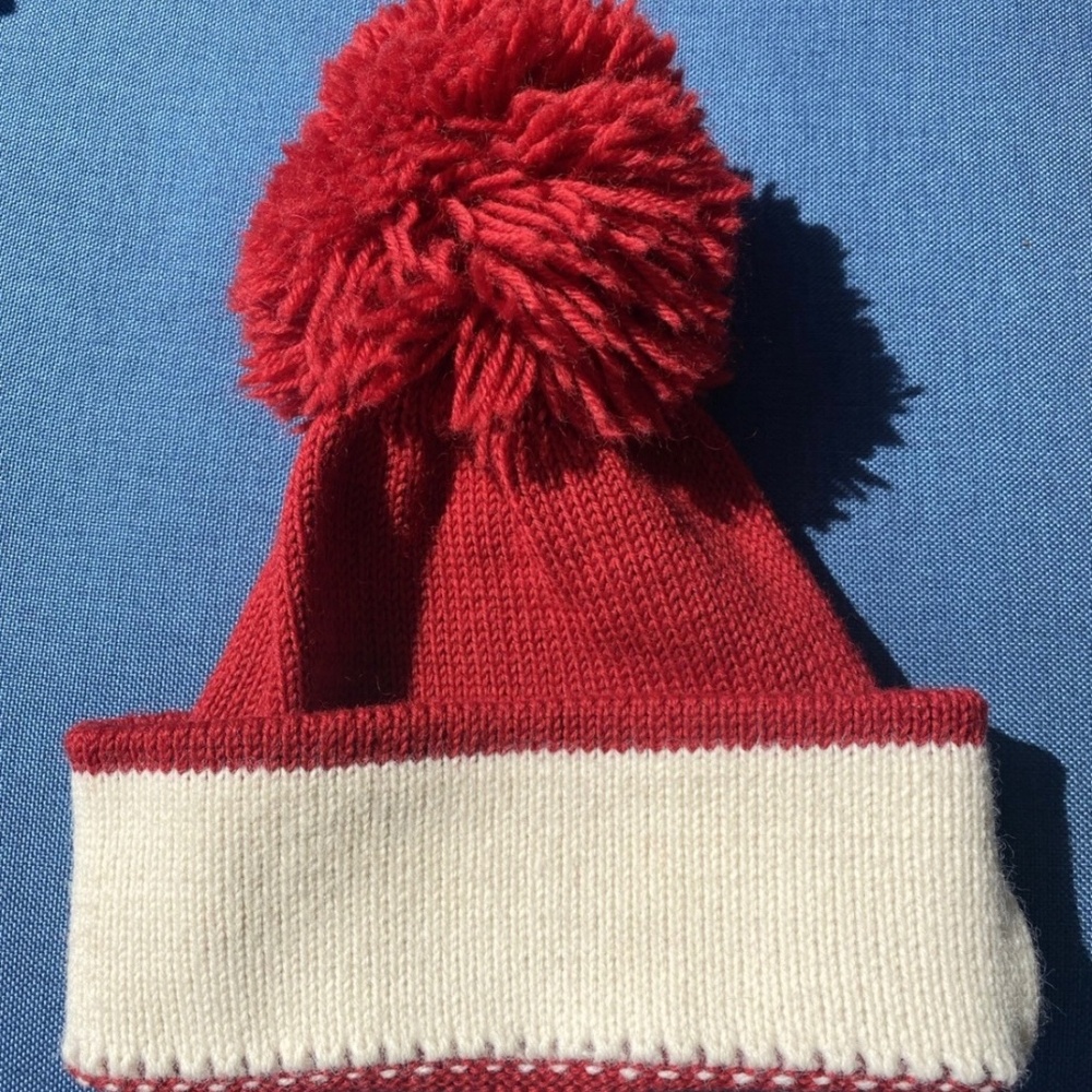 Vintage Winter Ski Hat 100% Wool Summit Toppers Red Pom Pom Breckenridge Itchles